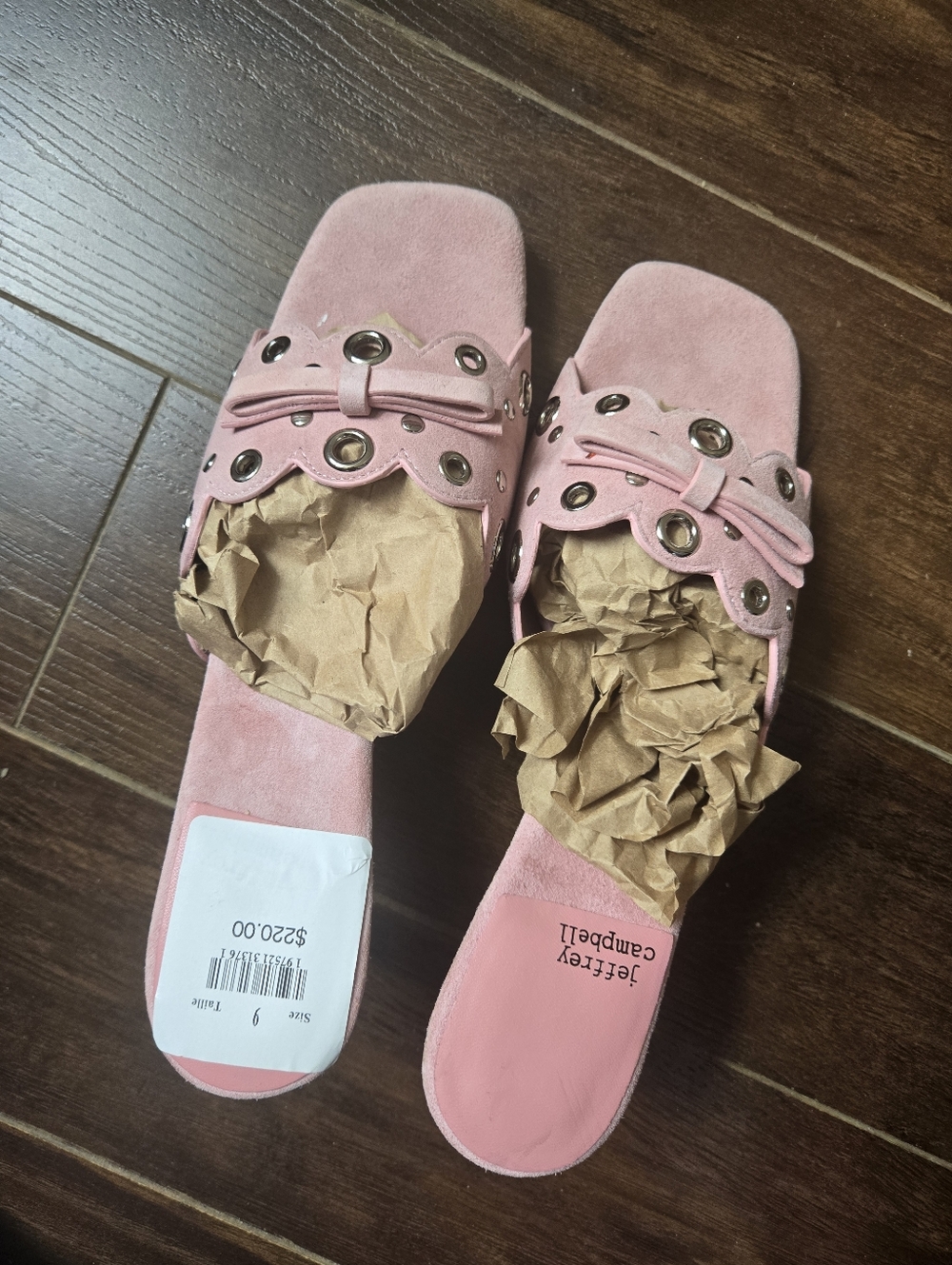 Jeffrey Campbell Pink Sculpted Heel Sandals With Eylets And Ribon - Picture 8 of 9